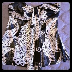 Strapless paisley print top